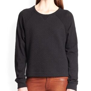 Rag & Bone Black Quilted Knit Crewneck Sweater XS